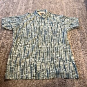 Van Heusen Men's Blue and Cream Casual Shirt